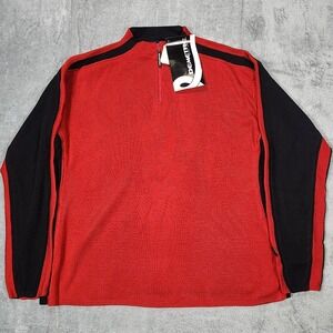 Demetre Sweater Womens XL Red Black‎ Eclipse Pullover Wool Acrylic Half Zip NWT